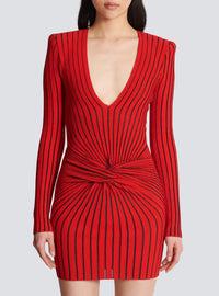 Robe drapée en maille - Rouge & Noir Irisé