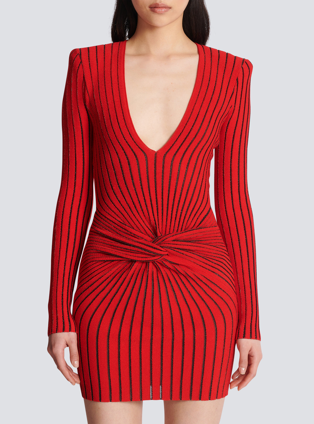 Robe drapée en maille - Rouge & Noir Irisé