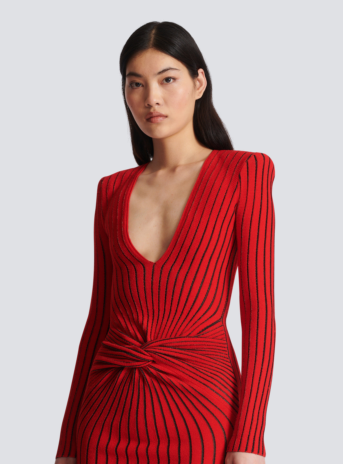 Robe drapée en maille - Rouge & Noir Irisé