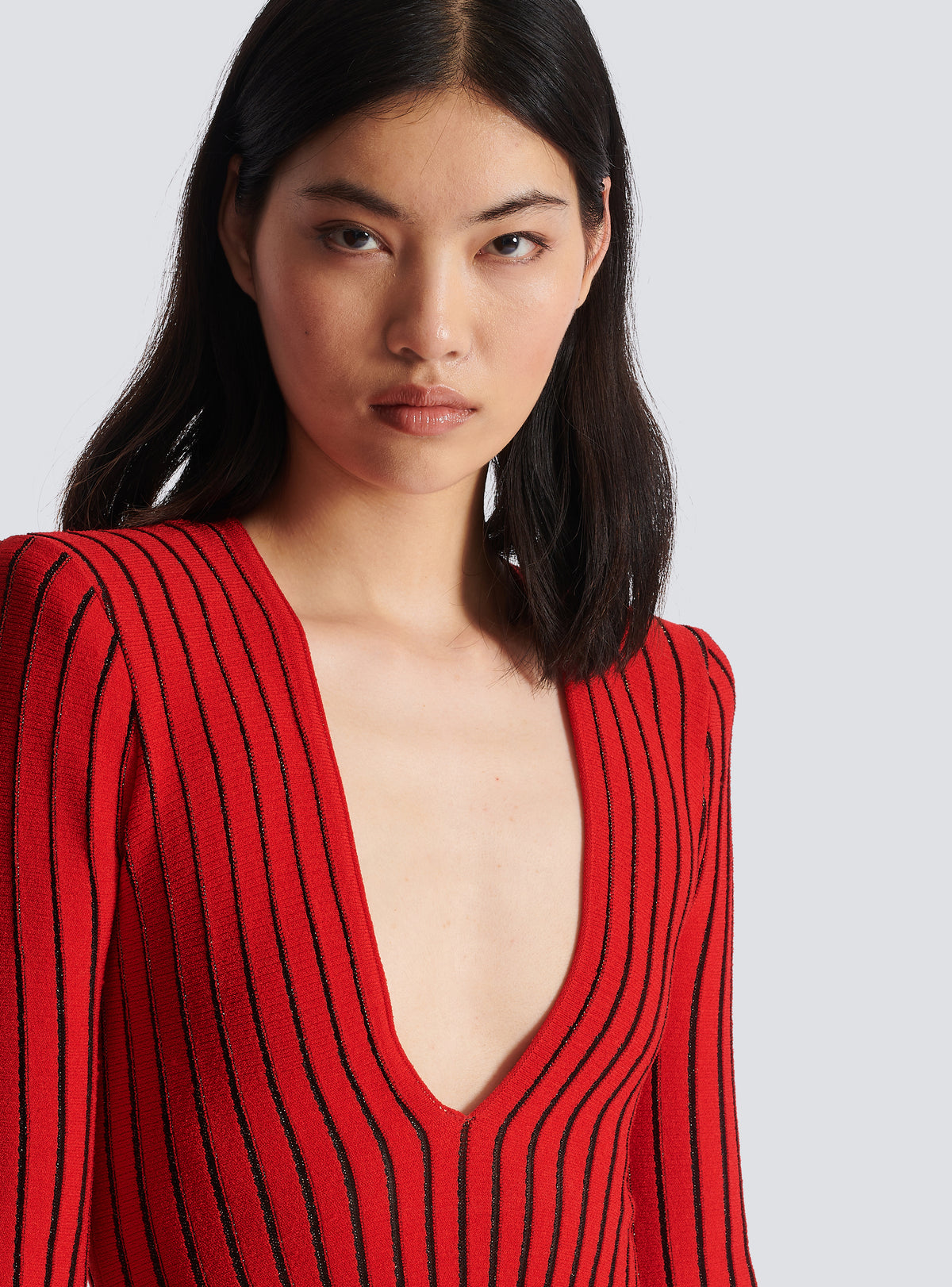 Robe drapée en maille - Rouge & Noir Irisé