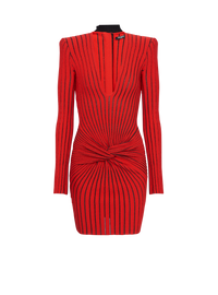 Robe drapée en maille - Rouge & Noir Irisé