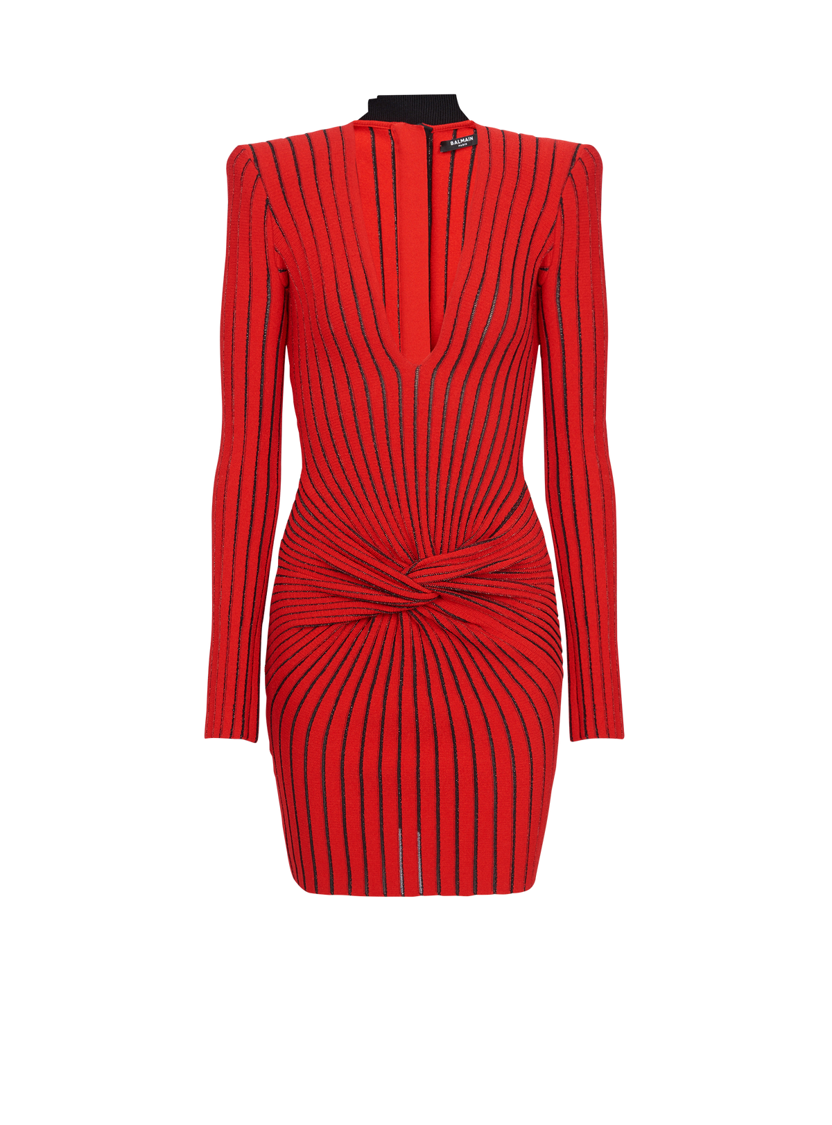 Robe drapée en maille - Rouge & Noir Irisé
