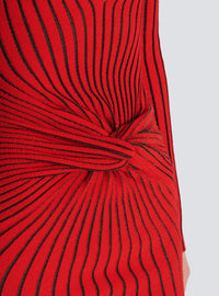 Robe drapée en maille - Rouge & Noir Irisé