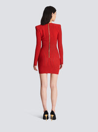 Robe drapée en maille - Rouge & Noir Irisé