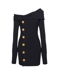 Robe courte asymétrique drapée - Noir