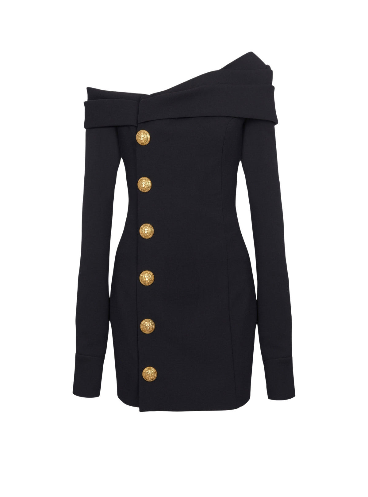 Robe courte asymétrique drapée - Noir