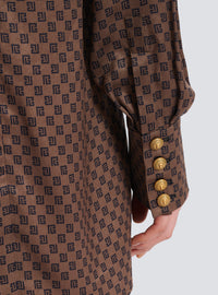 Robe courte à maxi nœud et imprimé mini monogramme - Marron & Marron Foncé