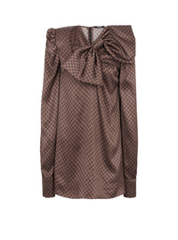 Short dress with maxi bow - Brown & Dark Brown