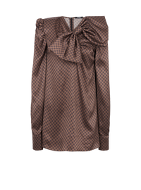 Robe courte à maxi nœud et imprimé mini monogramme - Marron & Marron Foncé