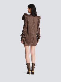 Robe courte à maxi nœud et imprimé mini monogramme - Marron & Marron Foncé