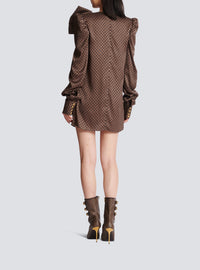 Short dress with maxi bow - Brown & Dark Brown