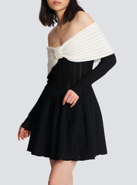 Short knit skater dress - Black & Natural
