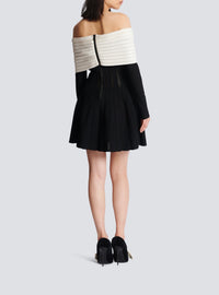 Short knit skater dress - Black & Natural