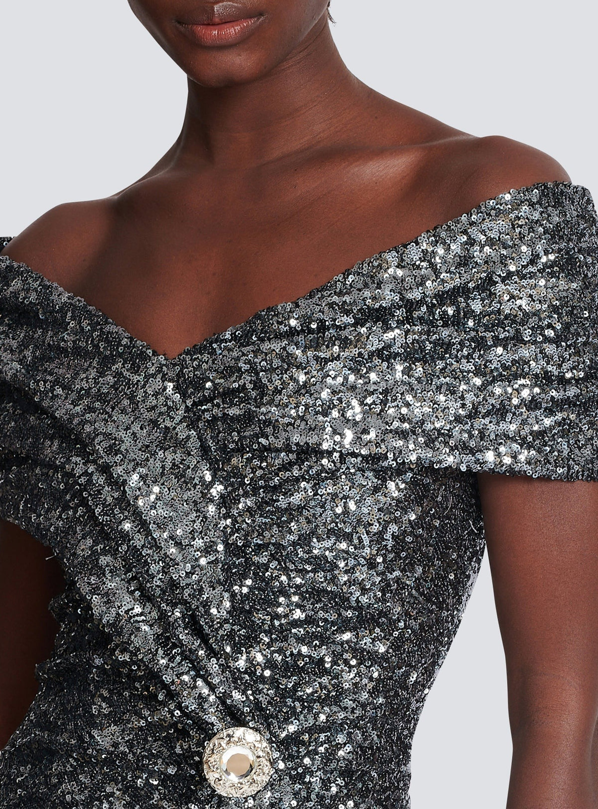 Long draped sequin dress - Silver