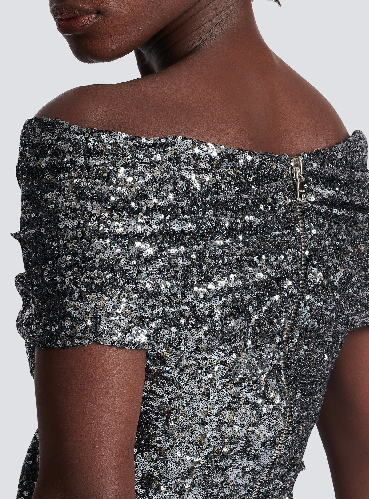 Long draped sequin dress - Silver