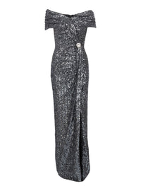 Long draped sequin dress - Silver