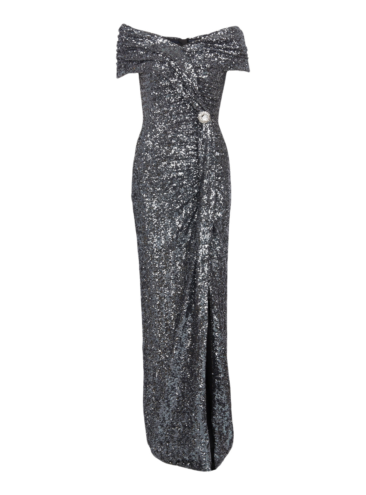 Long draped sequin dress - Silver
