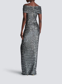 Long draped sequin dress - Silver