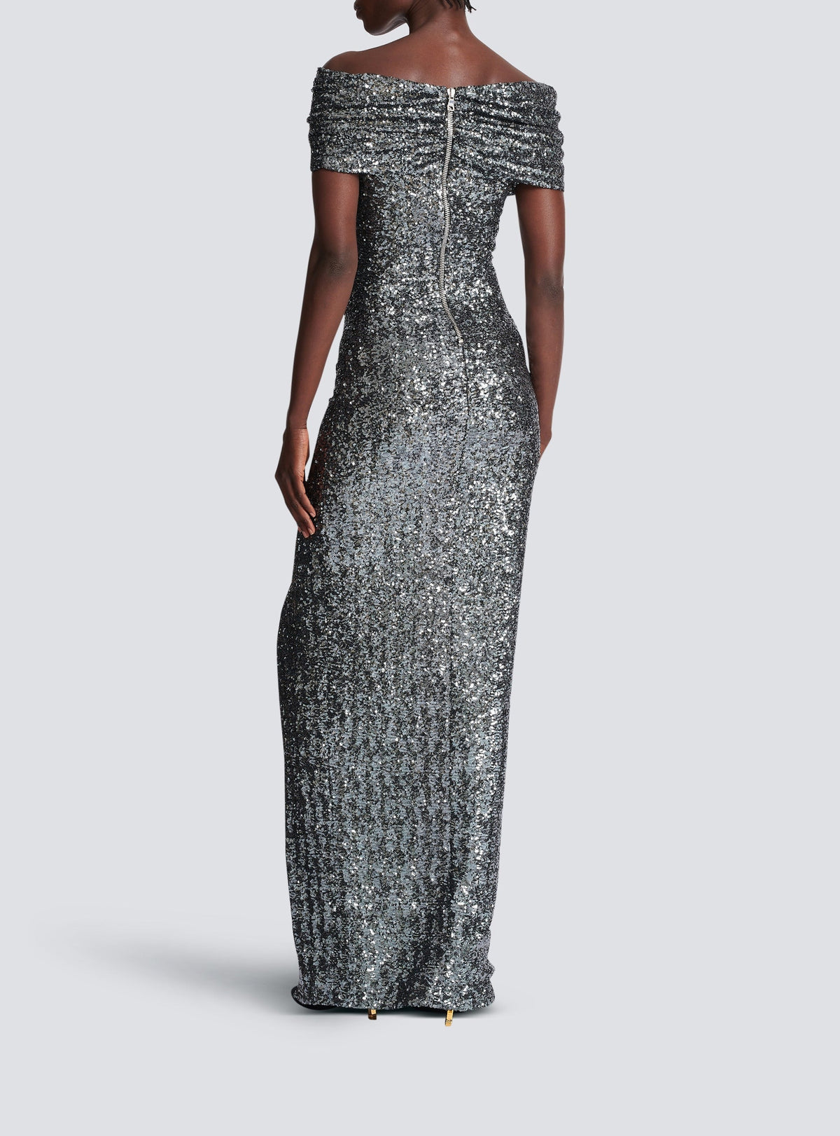 Long draped sequin dress - Silver