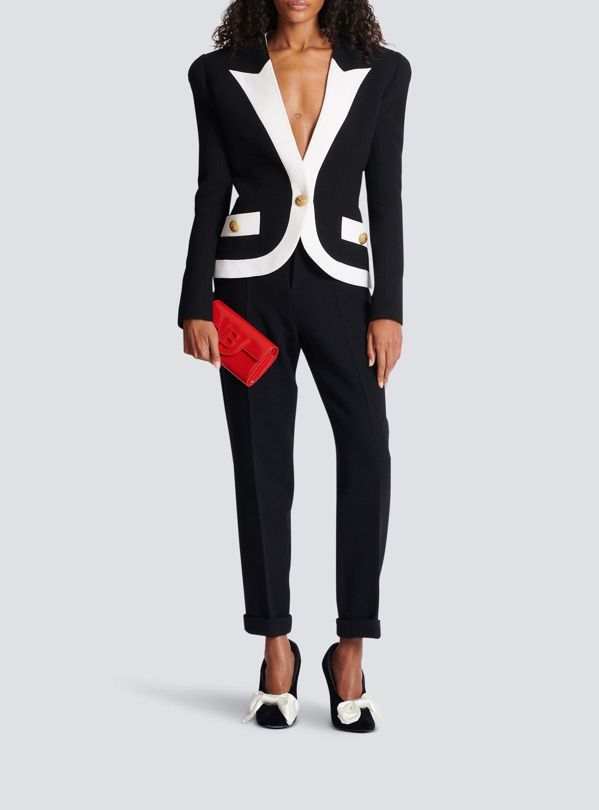 Veste bicolore en laine - Noir & Blanc