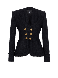 Veste sans col en tweed - Noir
