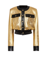 Veste en cuir embossée monogramme - Or & Noir