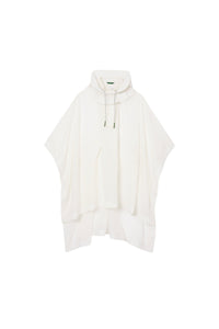 Oversized poncho with detachable hood - White
