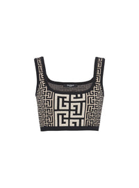 Haut court en maille monogramme - Ivoire & Noir