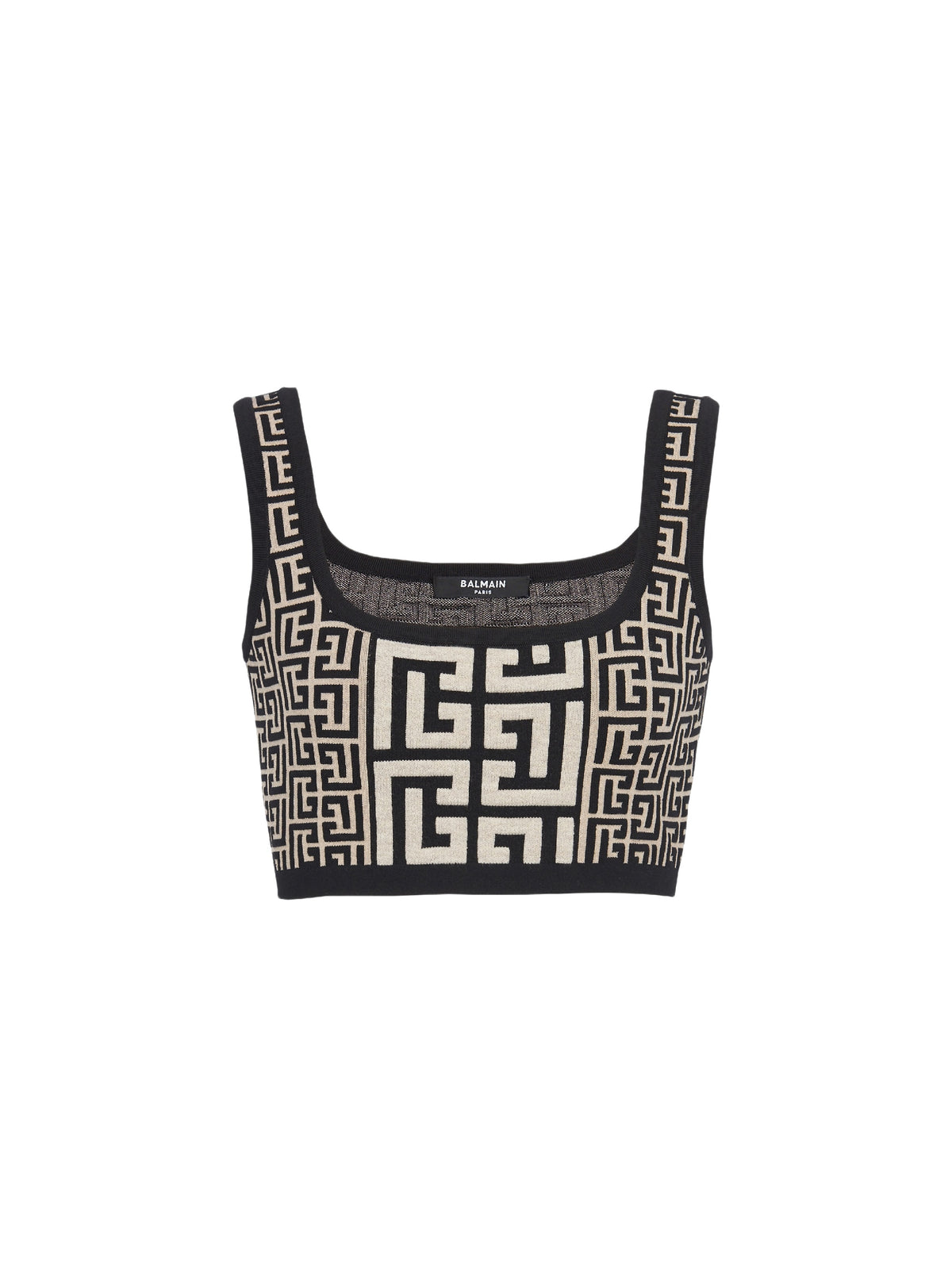 Haut court en maille monogramme - Ivoire & Noir
