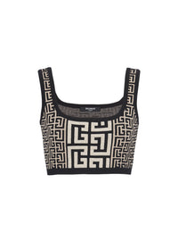 Cropped wool top - Ivory & Black