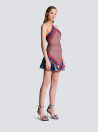 Top foulard dos-nu imprimé monogramme - Rouge & Bleu & Blanc