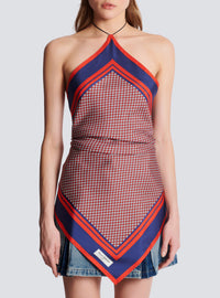 Top foulard dos-nu imprimé monogramme - Rouge & Bleu & Blanc