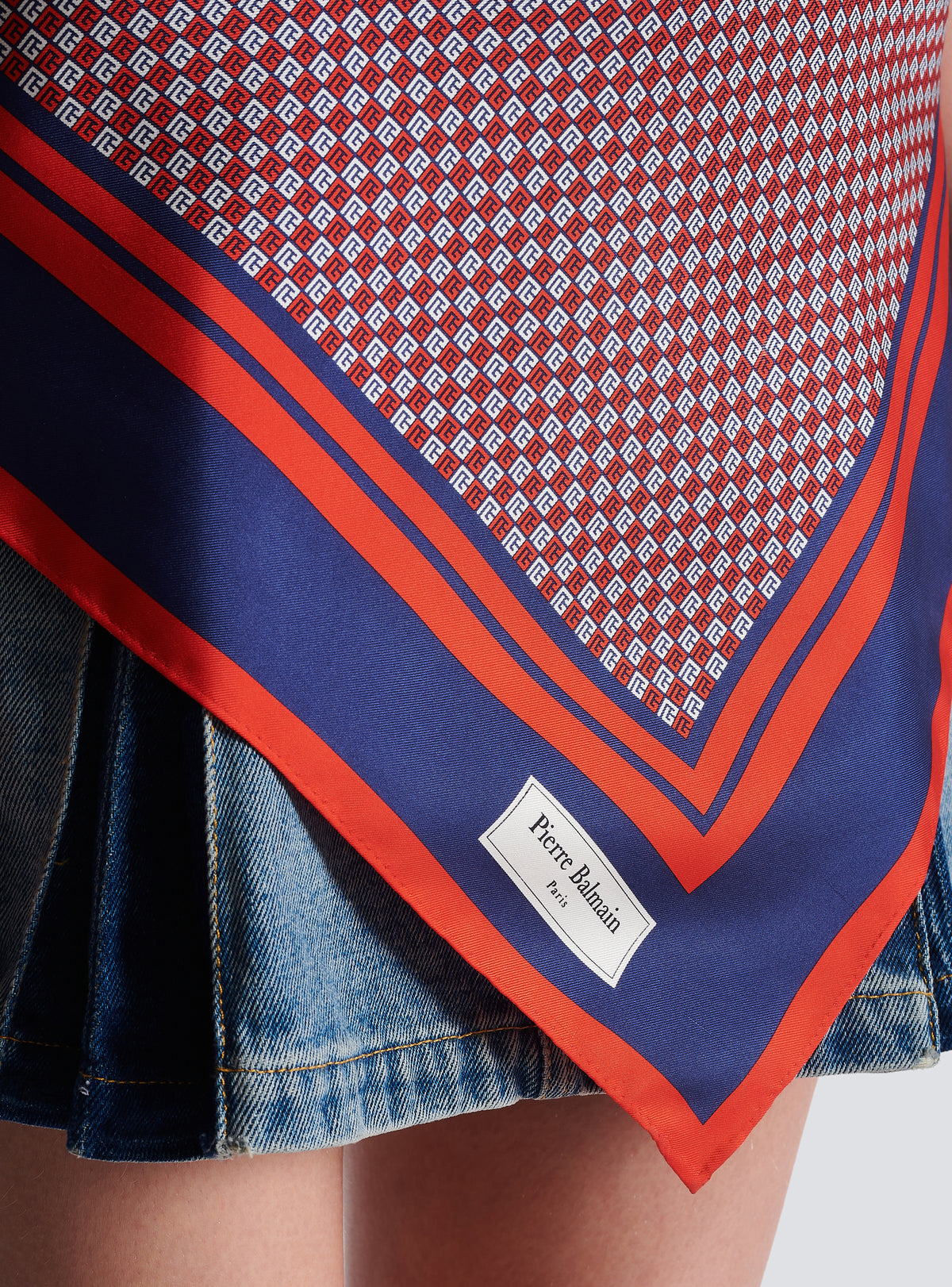 Top foulard dos-nu imprimé monogramme - Rouge & Bleu & Blanc