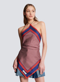 Top foulard dos-nu imprimé monogramme - Rouge & Bleu & Blanc
