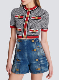 Top court en jacquard monogramme - Noir & Blanc & Rouge