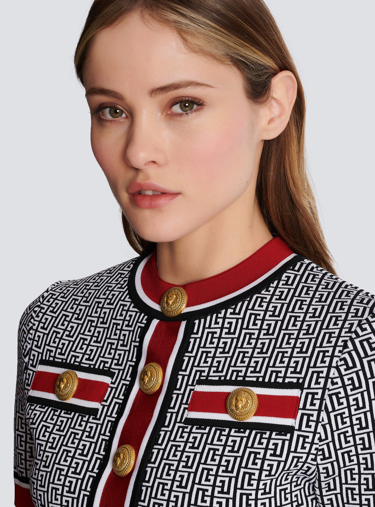 Top court en jacquard monogramme - Noir & Blanc & Rouge