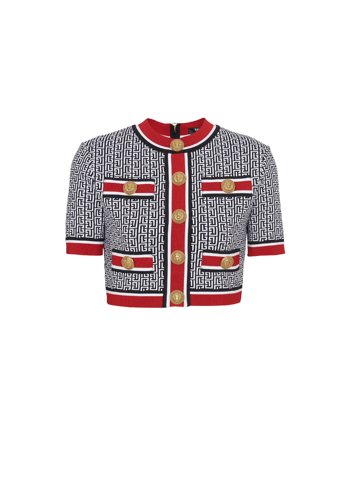 Top court en jacquard monogramme - Noir & Blanc & Rouge