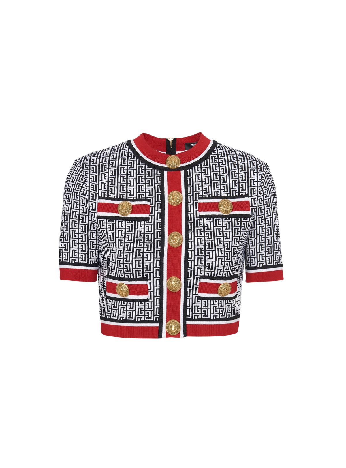 Top court en jacquard monogramme - Noir & Blanc & Rouge