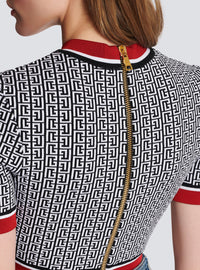 Top court en jacquard monogramme - Noir & Blanc & Rouge