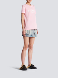 T-shirt imprimé Balmain Paris - Rose & Blanc