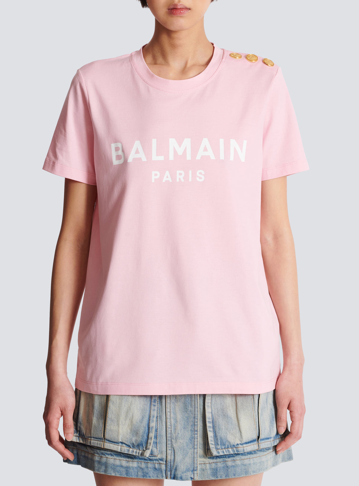 T-shirt imprimé balmain paris - Rose & Blanc