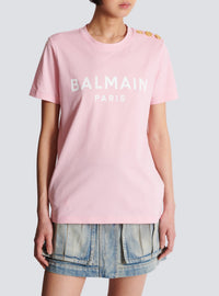 T-shirt imprimé Balmain Paris - Rose & Blanc