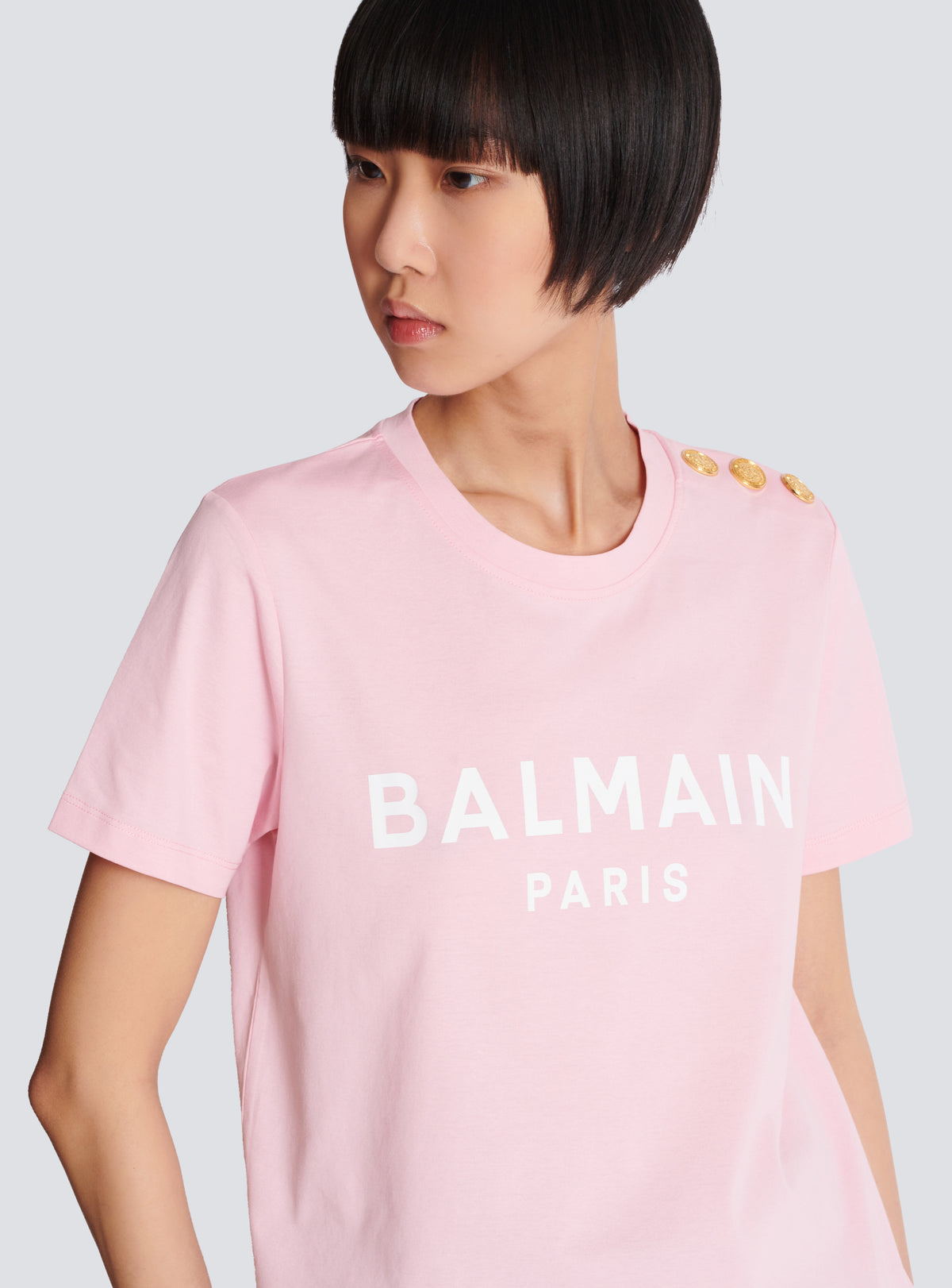 T-shirt imprimé balmain paris - Rose & Blanc