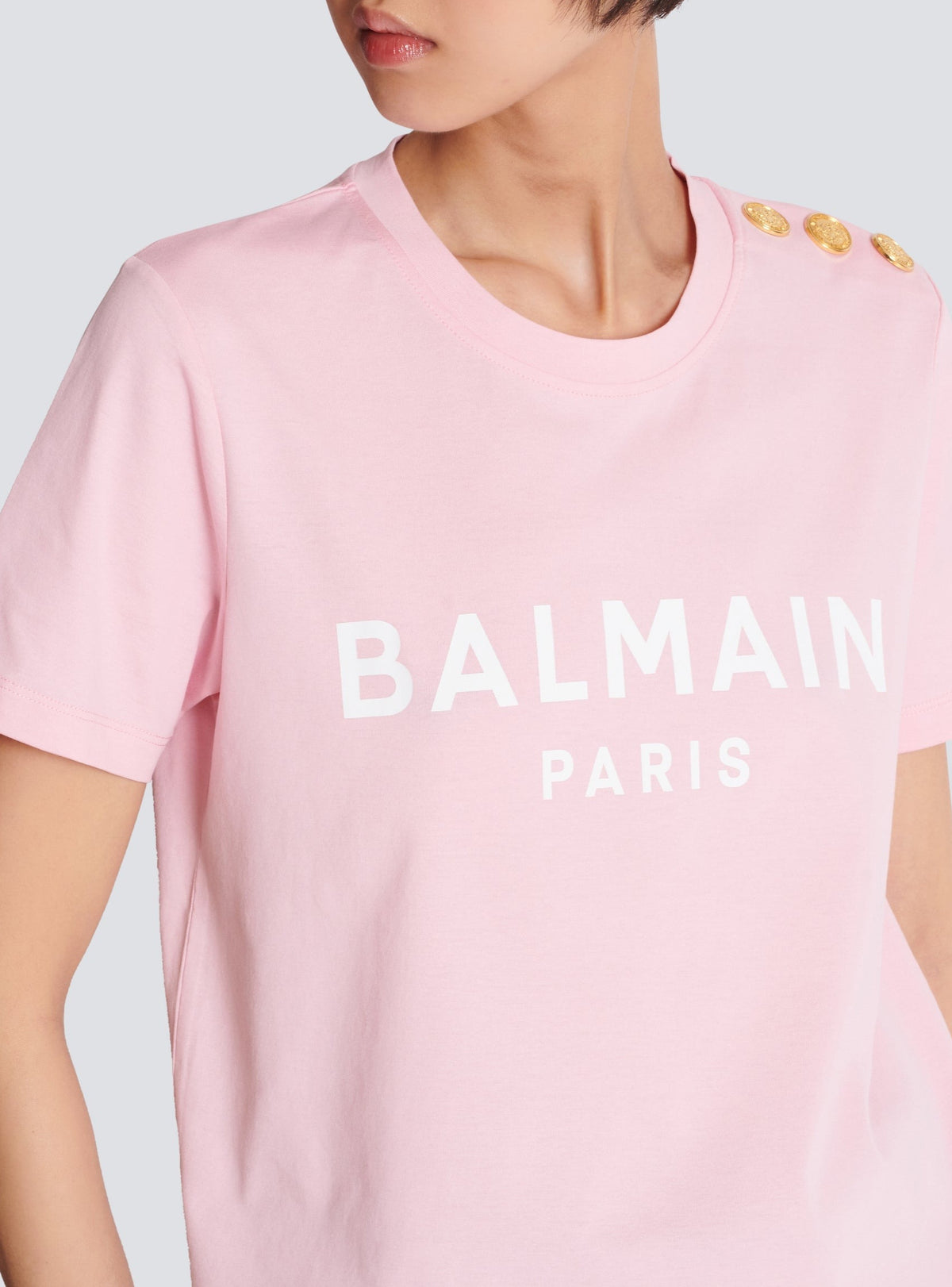 T-shirt imprimé Balmain Paris - Rose & Blanc