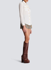 Chemise à boutons en soie - Blanc
