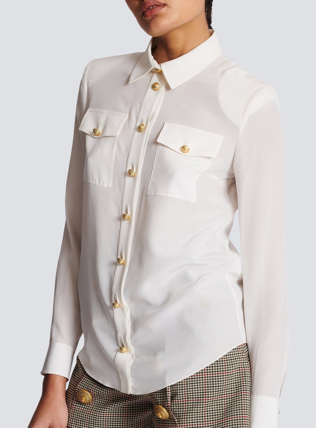 Chemise à boutons en soie - Blanc