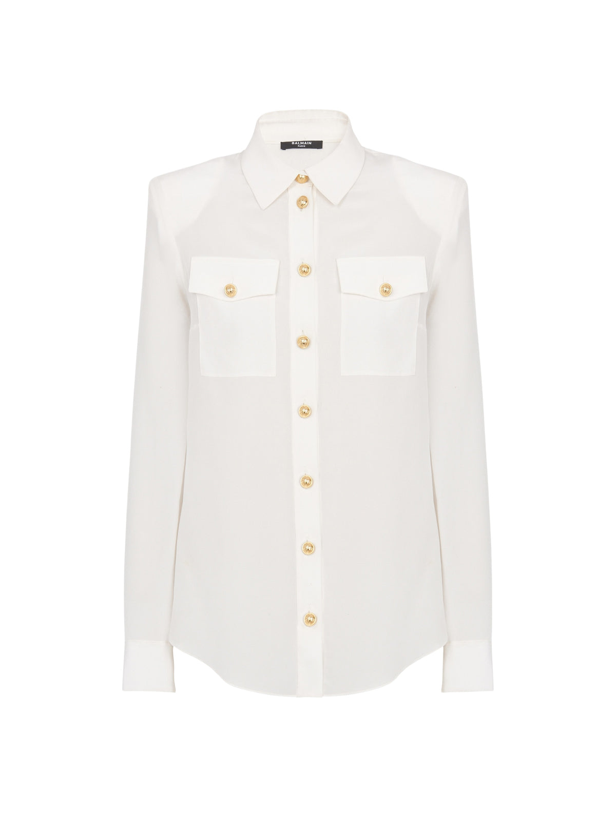 Chemise en crêpe à boutons dorés - Blanc