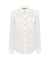 Chemise en crêpe à boutons dorés - Blanc