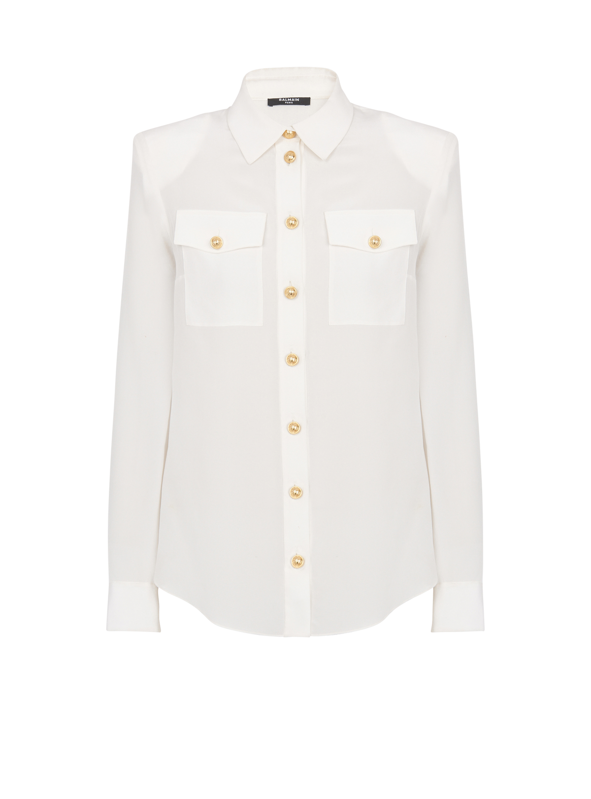 Chemise en crêpe à boutons dorés - Blanc