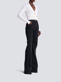 Cropped knit cardigan - White